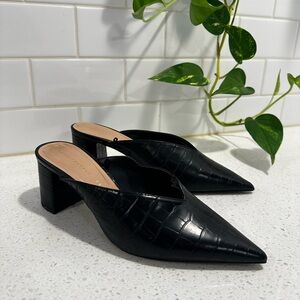 Zara Trafaluc Crocodile Embossed Pointed Toe Mule